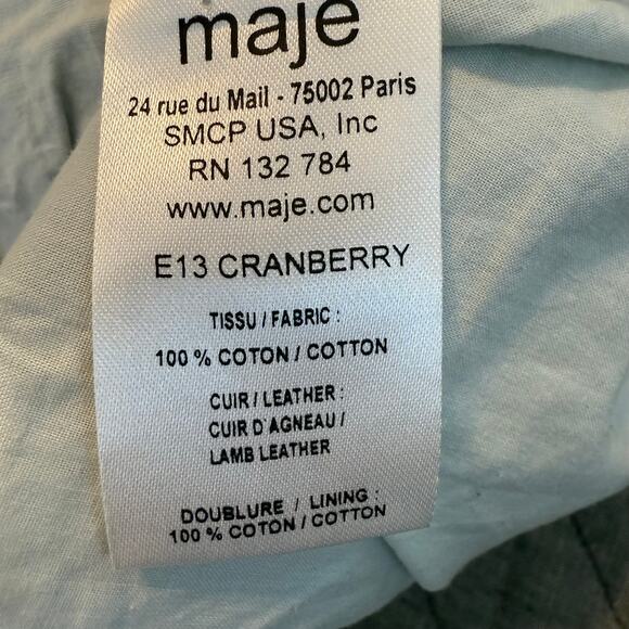 Maje Aztec Pattern Cotton Skirt with Leather Trim Size 36 US Size Small - Picture 6 of 8